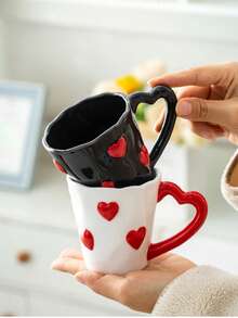 1pc Embossed Heart-Shaped Mug, Minimalist & Elegant Coffee Cup, Ideal Gift For Valentine's Day, Suitable For Living Room Or Bedroom, Also Suitable For Cafes And Restaurants To Serve Latte Or Other Milk Beverages, Great Gift Or Holiday Decor - Multicolor - View 5