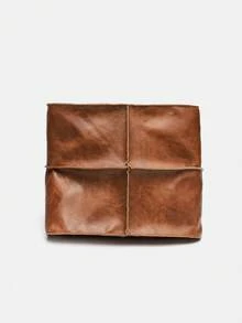 女士托特包，棕色咖啡色，复古欧美拼接设计，大容量，简约单肩包，适合年轻及中年女性，日常通勤、购物、旅行皆宜。 - 棕色 - 查看 7