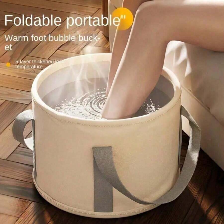 Portable Folding Foot Bath With Insulation - Multifunctional Deep Basin With Aluminum Film Insulation, Odorless, Cordless Use Foot Spa Bucket - 1 - View 1