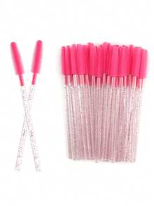 50pcs/Bag Crystal Silicone Eyelash Brush Lash Makeup Brushes Eyebrow Comb Eyelashes Extension Spoolie Microbrush Cosmetics Tool - Multicolor - View 9