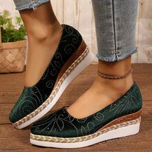 Women's Wedge Pointed Toe Colorful Rhinestone Espadrille Shoes - Green - View 4