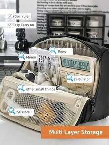1pc Large Capacity Pencil Case Simple Japanese Style Pencil Case Multifunctional Storage Bag Women's Cosmetic Bag Washing Bag Student Stationery Bag,Pencil Pouch,School Bag - 彩色 - 查看 3