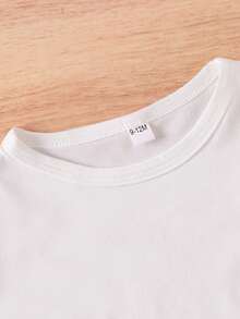 2pcs Baby Girls Casual Ramadan Cute Cartoon Letter Print Round Neck Top And Printed Pants Set, Spring/Summer - Black and White - View 6