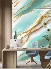 Adhesive Wallpaper For Kitchen, Marble Green Gold, 5 Meters X 60 Cm, Water/Oil Resistant, Washable Material - Multicolor - View 4