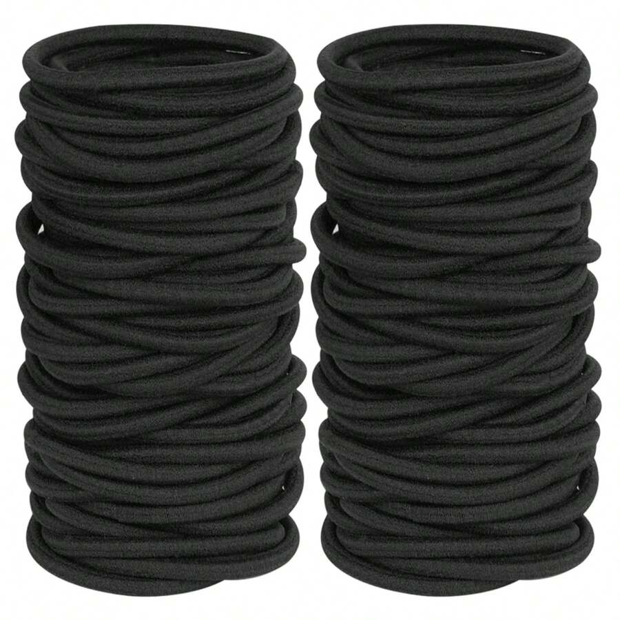 120pcs Black Hair Ties, Suitable For Thick, Curly Hair, Ponytail, Unisex Hair Bands, Portable Daily Hair Ties - Multicolor - View 1