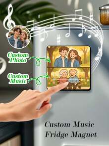 1 chiếc nam châm tủ lạnh album nhạc tùy chỉnh, nam châm tủ lạnh trình phát nhạc cá nhân hóa hiển thị ảnh bài hát và bìa album, quà tặng phù dâu - Phong cách AI - Xem 12