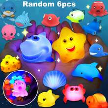 闪光彩色无孔沐浴玩具，发光海洋动物套装，浴缸漂浮水上玩具，浴室水浴盆游戏泳池派对的绝佳礼物，沐浴玩具，婴儿玩具，婴儿浴盆