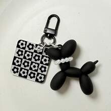 1pc DIY Phone Charm Laser Balloon Dog Keychain Pendant, Candy Color Heart Decor Accessories