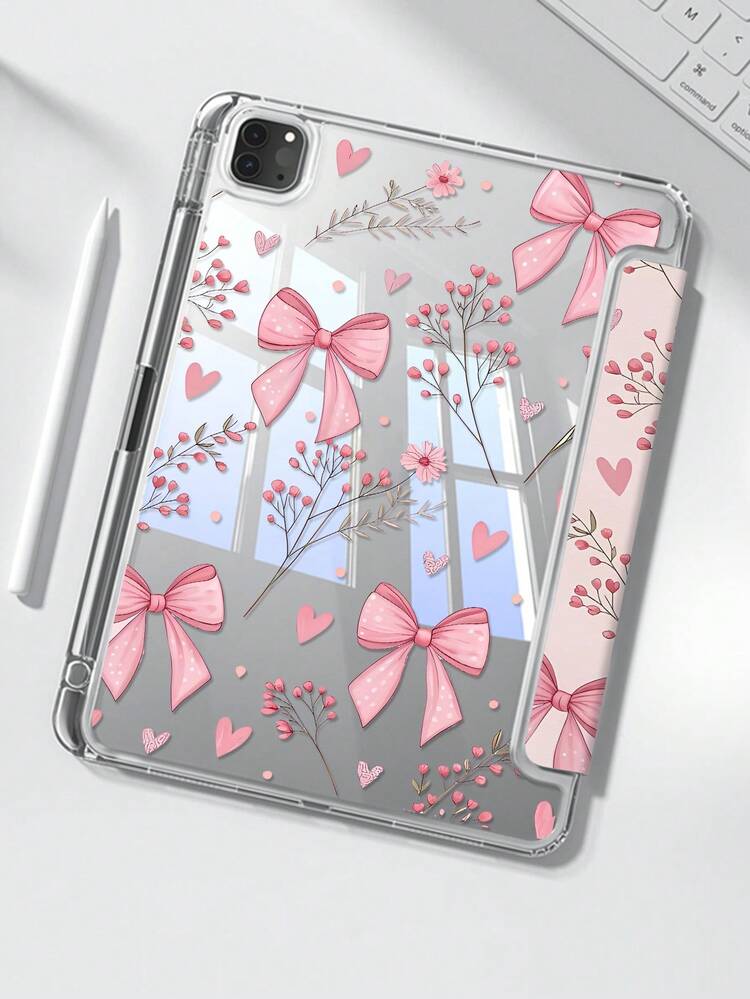 ピンクの花柄 アクリル クリスタルクリア ベーシックパッド ショック