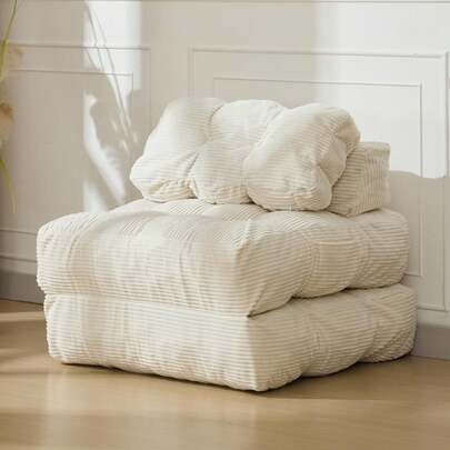 Hodeffior Folding Sofa Bed,Folding Convertible Sofa Bed With Pillow Foldable Mattress&Side Pocket,Comfy Portable Sleeper Chair Floor Sofa Lounge For Living Room Bedroom, No Assemble Required, Beige