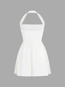 فستان قصير كاجوال للنساء من Unadoll بتصميم سحاب خلفي مكشوف وياقة حلقية، مناسب للشاطئ والعطلات وعيد الحب والحياة اليومية والمواعدة ومهرجانات الموسيقى وأعياد الميلاد وغيرها من المناسبات - أبيض - مشاهدة 4