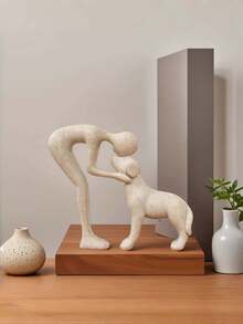 1pc Girl And Dog Friendship Resin Artwork, Statue Of Girl And Dog, Commemorating Their Bond, Elegant Home Decor Gift, For Those With Cherished Friendships, Room Decor, Reminds Of Girl With Her Loyal Pet Companion, Indoor/Outdoor Figurine, Christmas Decoration