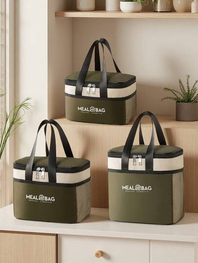 1个午餐盒保温袋，防漏手提袋，便当袋，便携式，学生上班族携带米饭，加厚铝箔午餐袋保冷袋防水大容量，男女通用，野餐返校礼物，女性露营必备