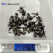 50/100个金属半球形圆形双脚铆钉，用于DIY手工制作皮革工艺包袋手提包底部保护