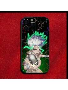 Funda de teléfono Senku Ishigami DR S-Stone compatible con 16,15,14,13,12,11,Pro,XS,Max,XR,Plus,E,Mini, cubierta negra a prueba de golpes, funda compatible con funda  17 pro max, funda  17 pro, funda  17, funda  16, funda  16 pro max, funda  15. - Z4 - Ver 11