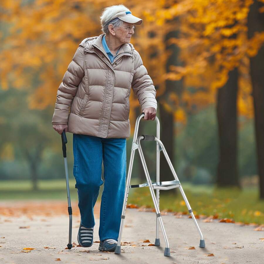 Andador plegable  Hemi Walker de un solo brazo para personas mayores y altura ajustable - Plateado - Ver 1