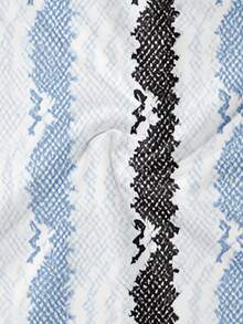 Men's Casual Striped Zip-Up Polo Shirt & Shorts Set, Summer - Multicolor - View 5