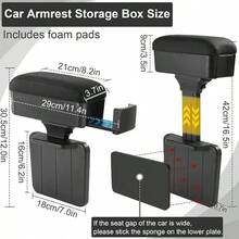 4-In-1 Car Seat Gap Armrest Box Univrsal Car Seat Gap Filler Organizer Adjustable Auto Arm Rest Pillow With Cup Holder Nappa Leather Center Console Armrest Organizer For Most Car - As Pic - View 6