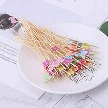 10/50/100个蝴蝶竹制水果串，适用于酒吧、餐厅、派对、拼盘、蛋糕、甜点和汉堡。 - 彩色 - 查看 2