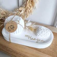 Set de 2 matrițe de rășină DIY, suport rotund cu dungi pentru lumânări, matriță decorativă pentru tavă ovală, matriță decorativă pentru casă pentru epoxidic, ipsos, lumânare din ceară, aranjament floral, matriță din silicon - alb - Vizualizare 4