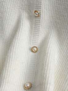 女士彼得潘领毛衣，柔软罗纹针织套头衫，宽松休闲上衣，适合日常穿着，舒适百搭 - 白色 - 查看 5