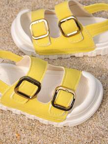 夏季新款儿童凉鞋，可爱时尚休闲男女童凉鞋，魔术贴搭扣女童运动凉鞋沙滩鞋 - 黃色 - 查看 7