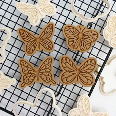 1个7*6厘米蝴蝶饼干模具卡通烘焙DIY翻糖模具3D压制糖霜饼干模具
