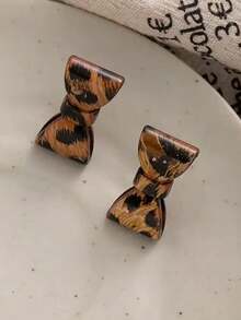 Pendientes de lazo de acrílico con estampado de leopardo, de moda, minimalistas y personalizados, adecuados para el uso diario y el transporte de las mujeres en otoño/invierno - Multicolor - Ver 5