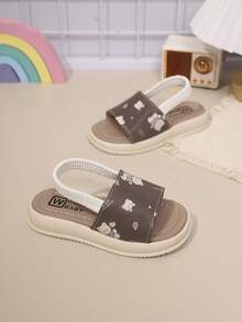 2022 Summer New Kids Sandals, Girls Casual Fashion Versatile Soft Bottom Round Toe Open Toe Flat Sandals, Student Sandals, Princess Sandals, Girls Fashion Flat Beach Sandals - Coffee Brown - View 4