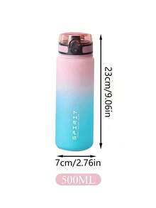 1pc 500ml Large Capacity Gradient Color Plastic Water Bottle, Ideal For Back To School, Outdoor Sports. This Gradient Color Plastic Water Bottle Is Suitable For Both Men And Women, Easy To Carry, With A Direct Drinking Design, Making It A Perfect Companion For Outdoor Activities, Going To School, And Fitness, As Well As A Must-Have Item For Summer Beach Vacations, And Also A Great Christmas Gift.