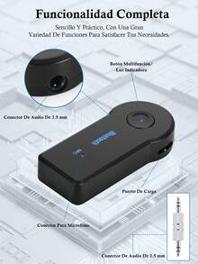 Receptor Bluetooth 5.0 para automóvil con conector AUX de 3.5 mm, transmisor de música de audio estéreo inalámbrico con micrófono para altavoces del automóvil, adaptador inalámbrico para Pascua - 2 piezas - Ver 9