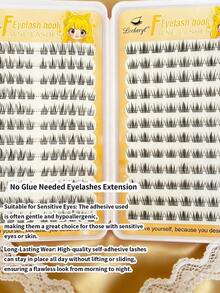 252pcs Glue-Free Eyelashes Book ,High-Capacity Natural Self-Adhesive False Eyelashes, Soft & Comfortable Natural & Dramatic Lightweight & Reusable, Perfect Makeup,Christmas Party,Natural & Realistic Handmade Lash Extension Lash Clusters - Black - View 8