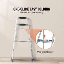 Andador plegable  Hemi Walker de un solo brazo para personas mayores y altura ajustable - Plateado - Ver 2