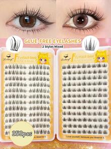 252pcs Glue-Free Eyelashes Book ,High-Capacity Natural Self-Adhesive False Eyelashes, Soft & Comfortable Natural & Dramatic Lightweight & Reusable, Perfect Makeup,Christmas Party,Natural & Realistic Handmade Lash Extension Lash Clusters - Black - View 1