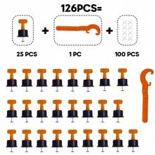 每包126件/351件/702件/50件升级版瓷砖找平系统，可重复使用瓷砖找平夹、瓷砖垫片、瓷砖找平钳，适用于地板瓷砖安装、建筑施工、五金配件