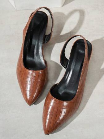 Fashionable Pointed Toe Lace-Up High Heels, Unique Crocodile Embossed Design, Minimalist & Elegant, Comfortable For Daily Wear, Enhancing Elegant, Perfect For Work And Date Outfits, Graceful With Modern Vibe [Women's Shoes] [High Heels]