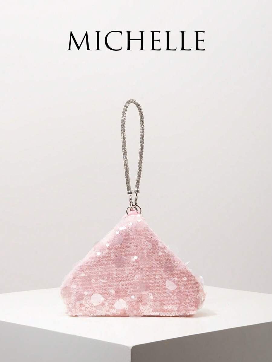 Mini Wallet, Bridal Party Bag, Sequin Bag, Ball Gown Bag, Ball Gown Accessories, Novelty Bag, Elegant Ladies Bag, Wedding Supplies, Ladies Gift, Christmas Bag, Valentine's Day (Random Pattern) - Pink - View 1