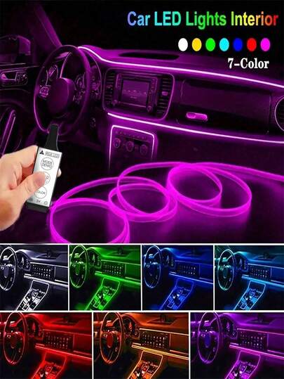 200cm 300cm 400cm Bilinteriör Neonljus 7 färger RGB Dekorativ Ambient Lamp För Auto DIY Flexibel Ambient Light USB Atmosphere Lamp
