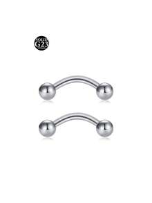 2Pcs Titanium Curved Barbells For Eyebrow Piercing, Tongue Bars 16G Lip Labret Tragus Helix Daith Cartilage Belly Piercing Jewellery 6mm/8mm/10mm/12mm