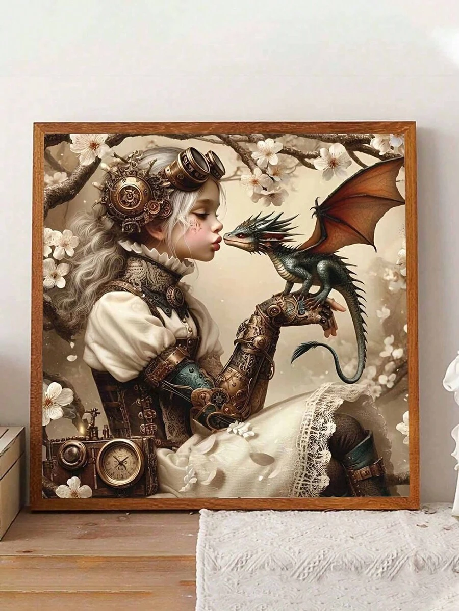 Steampunk Fantasy 5D Diamond Painting Kit With Round Diamonds, Acrylic DIY Embroidery Cross Stitch Arts Craft For Wall Decor, 30x30cm (11.8x11.8 Inch) Diamond Art Set - Home Decor Gift Without Frame