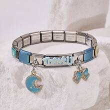 1pc Personalized Multi-Element Stainless Steel Detachable Bracelet, Letter/Heart/Planet/Bow Decor, Multi-Color Fashionable Versatile Bracelet - Multicolor - View 20
