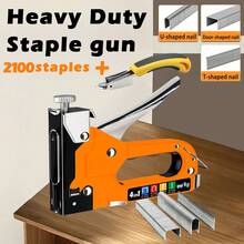 手动钉枪套装 - 重型四合一钉枪。可选1600枚钉子套装、800枚钉子套装、2100枚钉子+起钉器套装、900枚钉子+起钉器套装。无需用电。适用于木材、织物、家具、屋顶、沙发、毛毡、相框等。