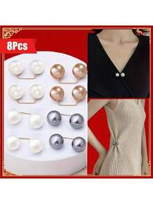 2pcs Pearl Denim Leg Clips, Chest Front Light Blocker, Anti-Slip Shoe Buckle, Pants Length Adjuster