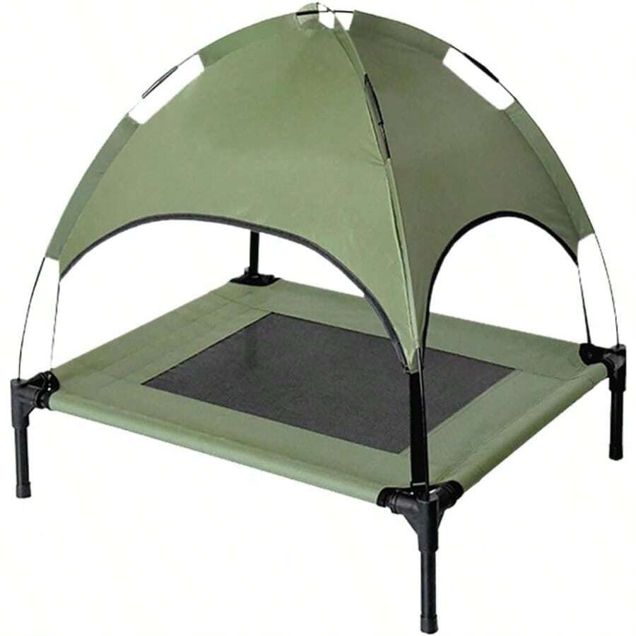 GYJ Casa para Perros con Techo Tipo Carpa Cama Elevada para Mascotas Resistente al Calor Portatil para Exterior Sombra y Ventilacion Ideal para Perros Medianos y Grandes Verde Small (47x61x61cm)82 - Verde - Ver 1