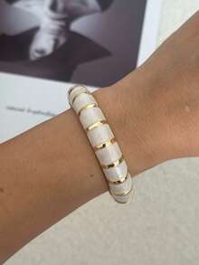 1 Stück Retro Mehrfarbiges Federn Design Metall Armreif, geeignet für den täglichen Arbeitsweg von Frauen, Treffen mit Freunden, romantische Feste, Straßenfotografie, Modeschauen (Die Textur und Farbe des Armbands können vom tatsächlichen Produkt abweichen) - Verschiedenfarbig - Übersicht 9