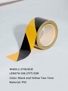 1 Roll Of Black And Yellow Two-Tone Warning Tape | 4 Width Options (48mm/50mm/60mm/80mm) | 33m LengthSuitable For Outdoor, Factory & Public Area Use – Ideal For Isolation, Caution And Warning Purposes - Black and Yellow - View 6
