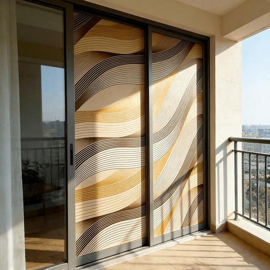 【加厚纹理波浪壁纸】黄色3D波浪图案自粘PVC壁纸 | 纹理质感，可水洗，适用于特色墙、咖啡店、零售空间 | 易于裁剪，无气泡粘贴 - 彩色 - 查看 1