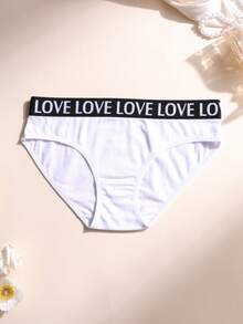 7条装女士低腰无痕字母腰带纯棉三角裤纯色舒适透气内衣运动内裤 - 彩色 - 查看 5