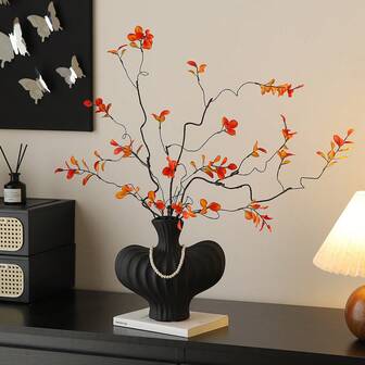 3pcs Artificial Maple Leaf Branches, Simulated Green Plants, Zen-Style Plastic Artificial Flowers, Multifunctional Home Decoration Suitable For Various Scenes, Desktop And Wedding Flower Decoration, Seasonal Artificial Flowers Used For Home Decoration.