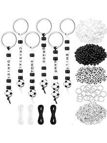 566pcs DIY Keychain Craft Set, Adjustable Letter Heart Shaped Transparent Bead Keychain Accessories, Birthday Party Keychain Small Gift - Set - View 8